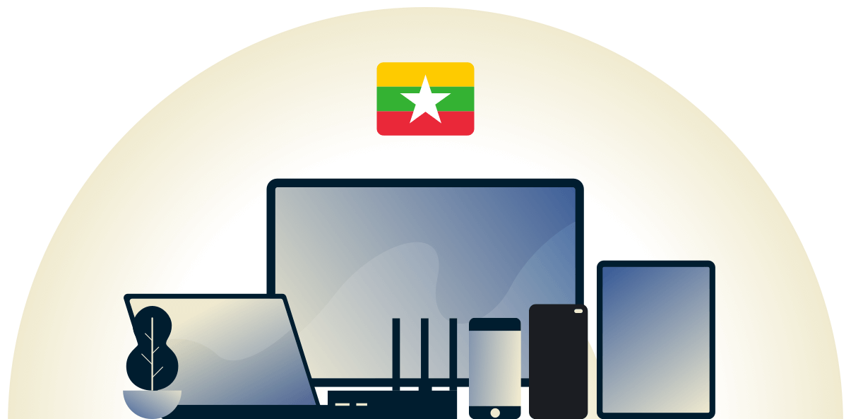 Una VPN de Birmania protegiendo diversos dispositivos.